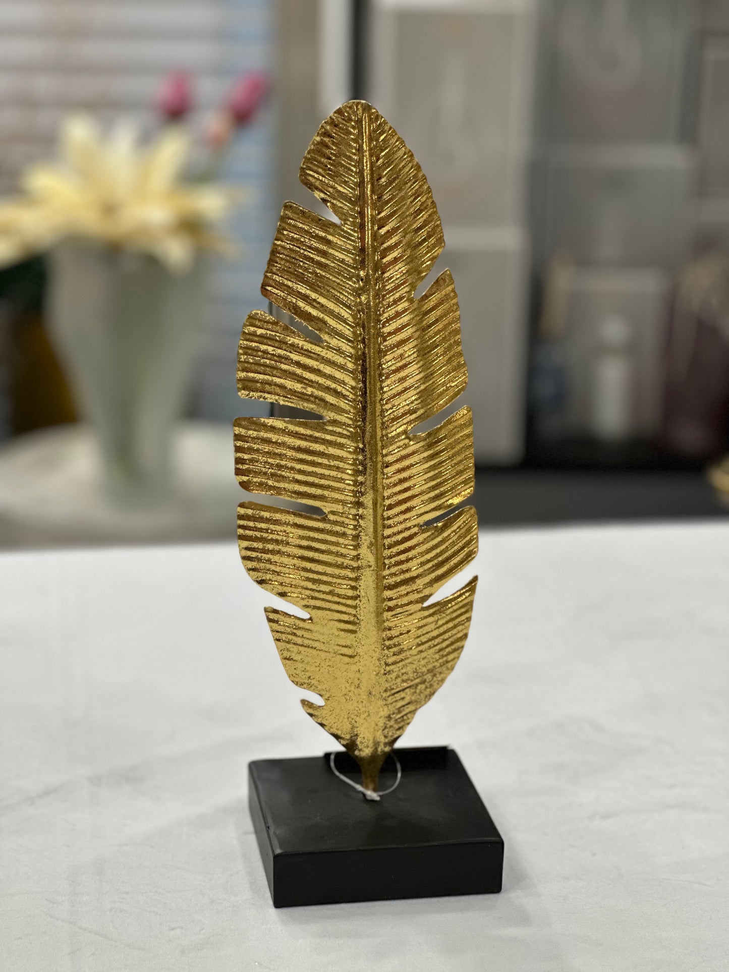 Portacandela Foglia Oro