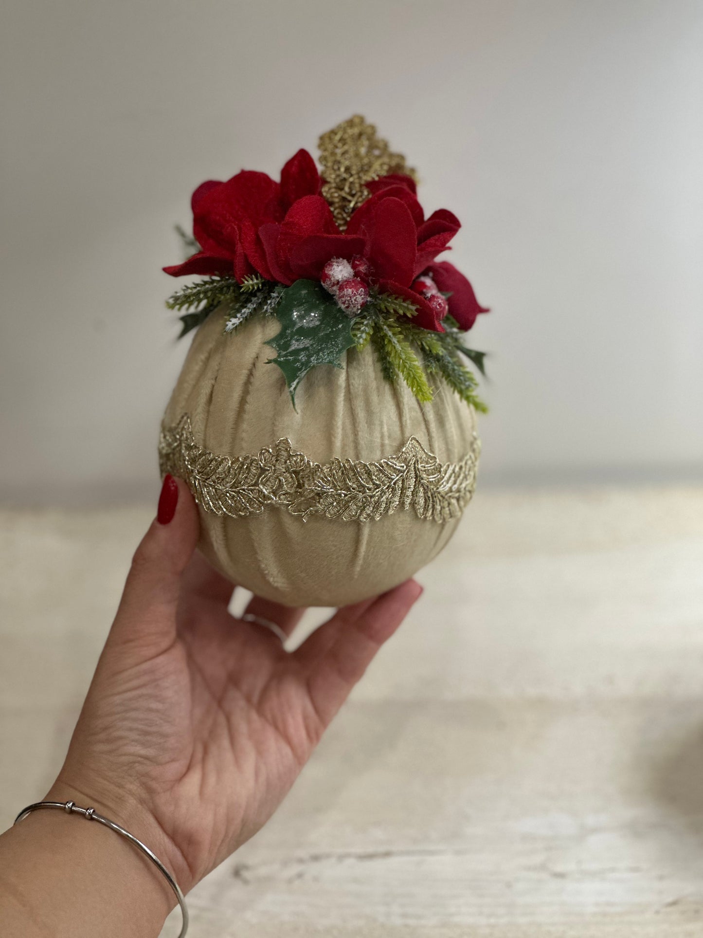 Pallina Natalizia Fiori Artigianale