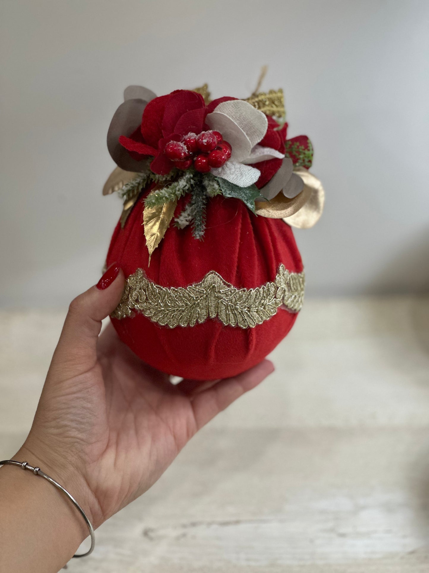 Pallina Natalizia Fiori Artigianale