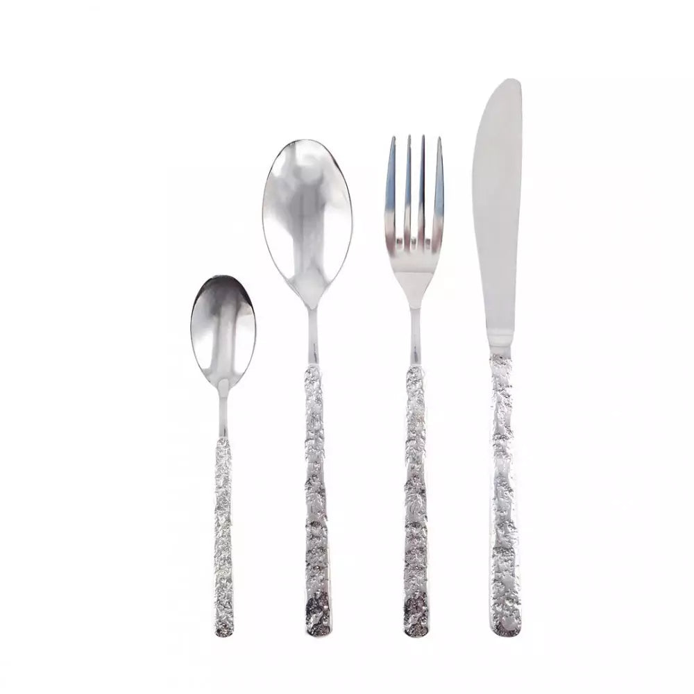 Posate Argento con finitura Martellata Aulica | 24 PEZZI