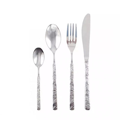 Posate Argento con finitura Martellata Aulica | 24 PEZZI